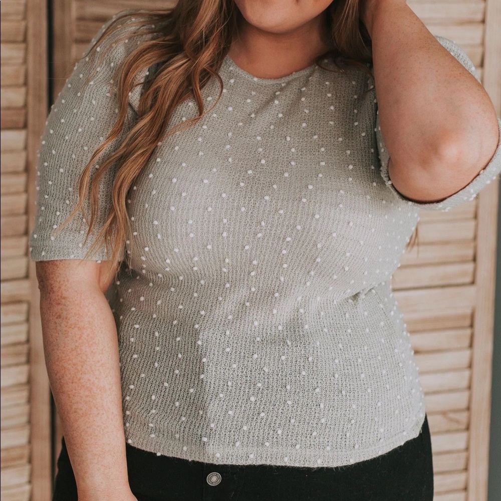 Like new cute blouse with Pom Pom detail ~ Small